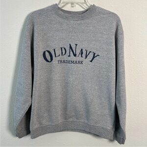 Vintage Old Navy Sweatshirt Men’s Sm Grey Trademark Logo Pullover Made In USA